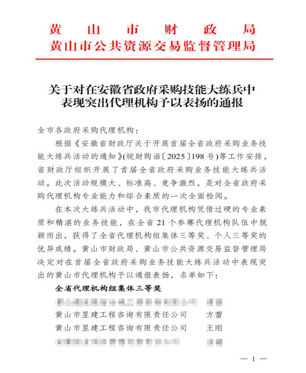 喜報(bào)！屯溪城建投公司參股企業(yè)昱建咨詢(xún)公司員工助力黃山代表隊(duì)斬獲省級(jí)大獎(jiǎng)